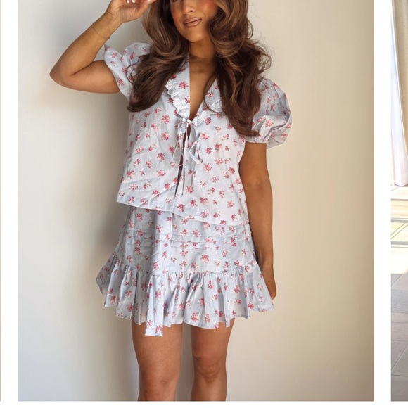 MABLE the Label Wild Rose Blouse & Skirt Set Cottagecore Darling Womens S - Picture 3 of 12